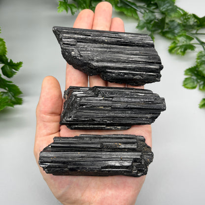 Raw Black Tourmaline: Large 1-8oz Black Tourmaline Chunks, High Grade Shiny Black Tourmaline Logs, Tourmaline Crystal Cluster Stone