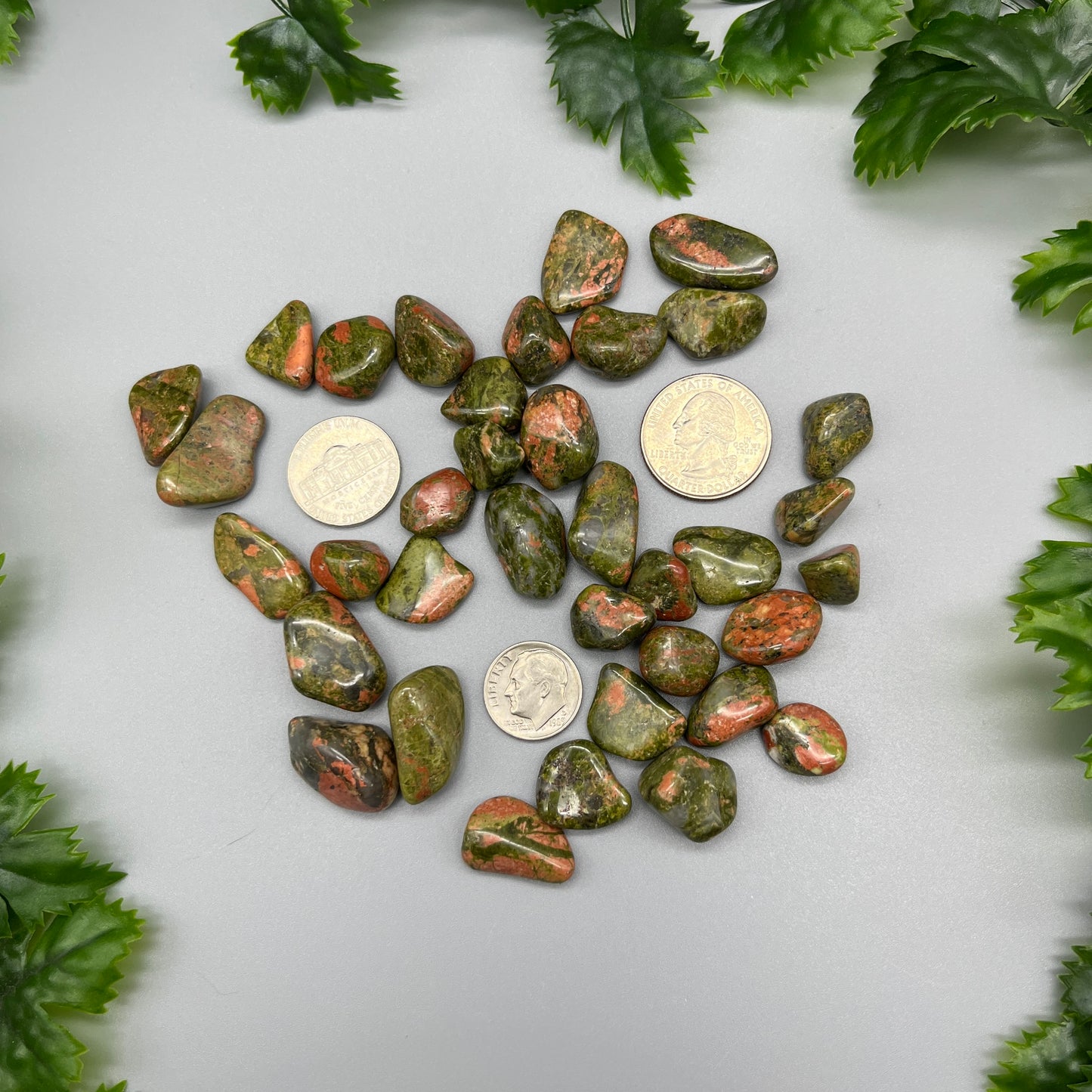 SET OF 6 OR 12 Unakite Tumbled Stones