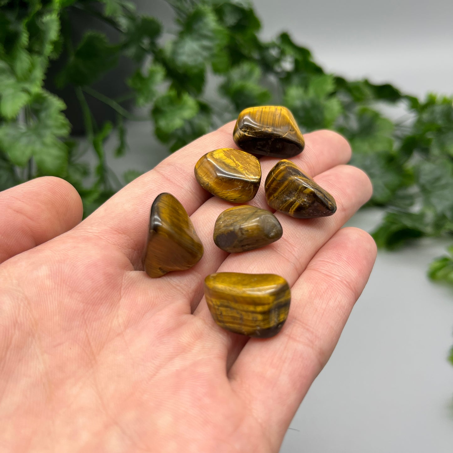 SET OF 6 OR 12 Tiger’s Eye Tumbled Stones