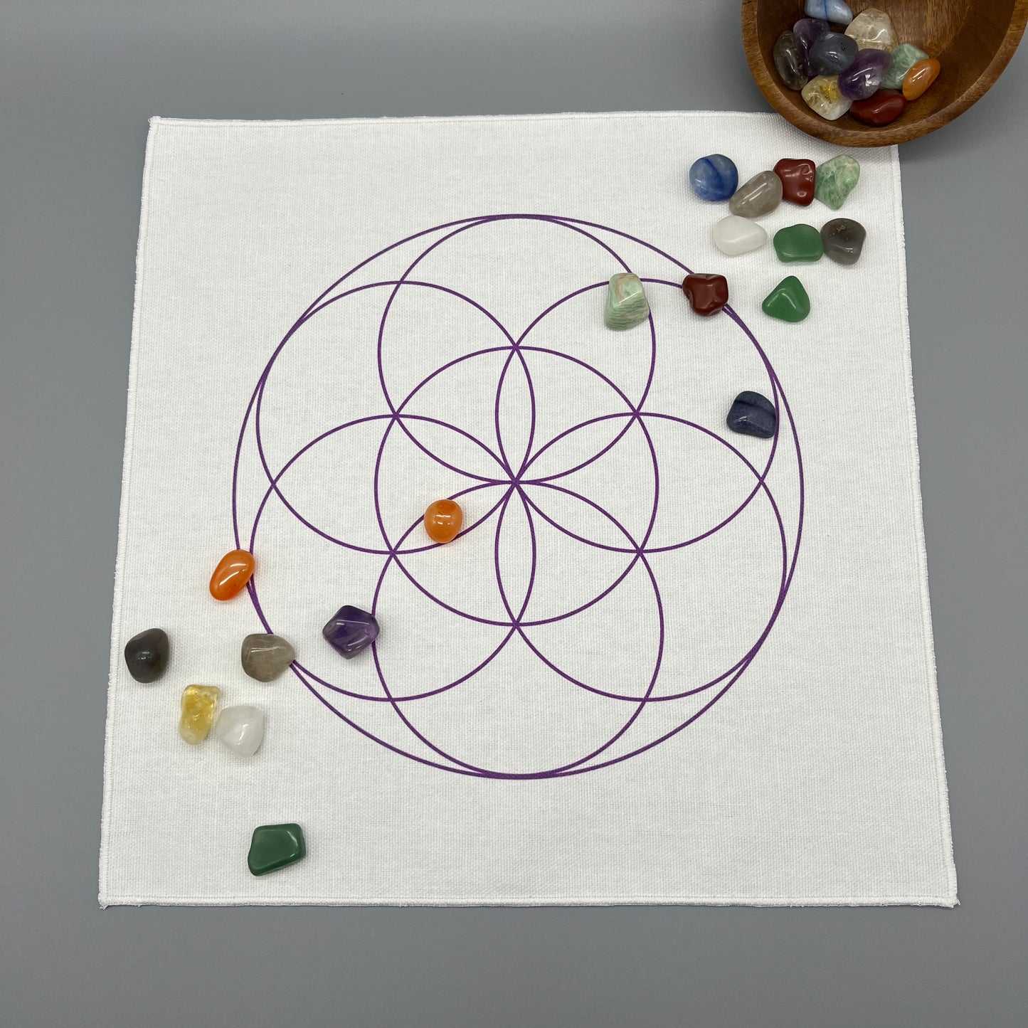 Seed of Life Crystal Grid Cloth | Purple | 12x12" Cotton, Canvas Cloth