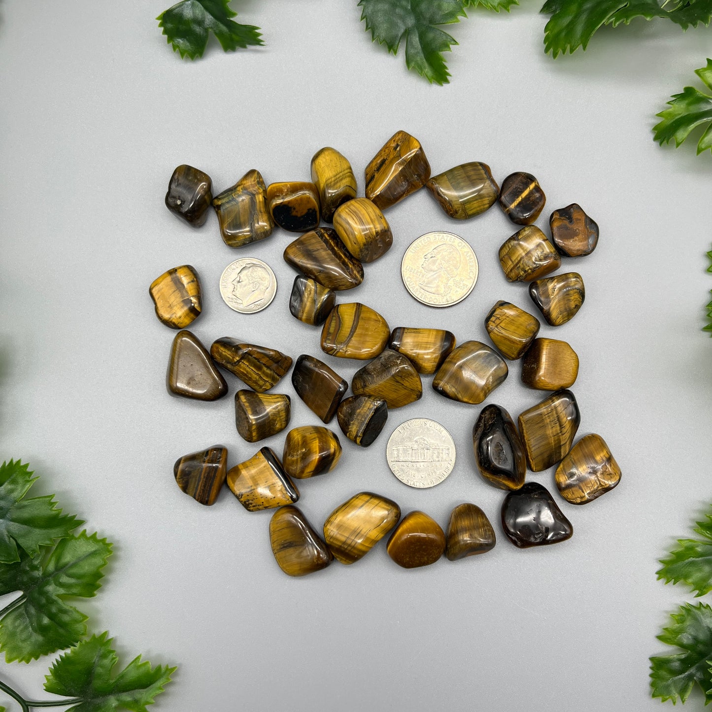 SET OF 6 OR 12 Tiger’s Eye Tumbled Stones