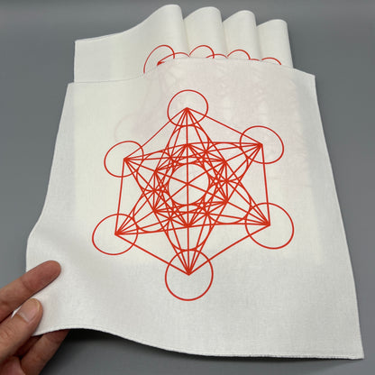 Metatron’s Cube Crystal Grid Cloth | Red | 12x12" Cotton, Canvas Cloth