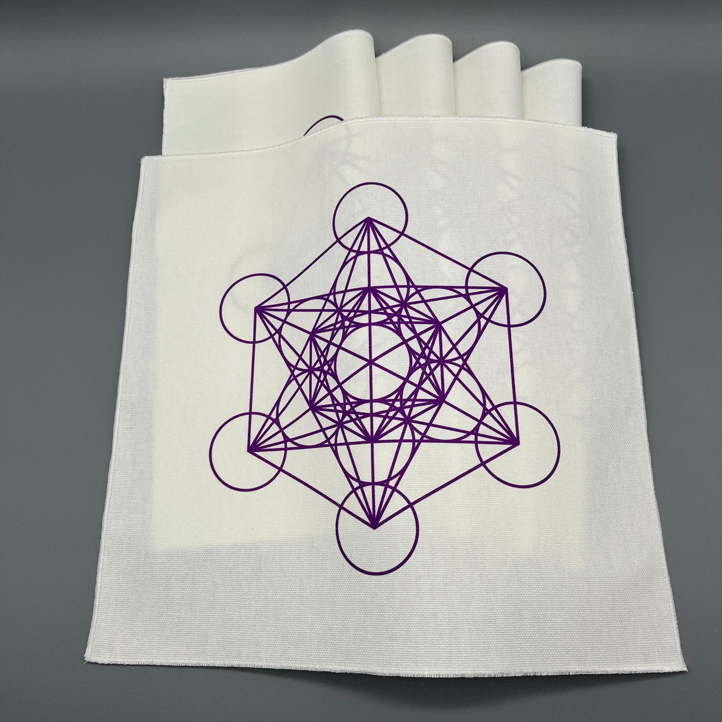 Metatron’s Cube Crystal Grid Cloth | Purple | 12x12" Cotton, Canvas Cloth