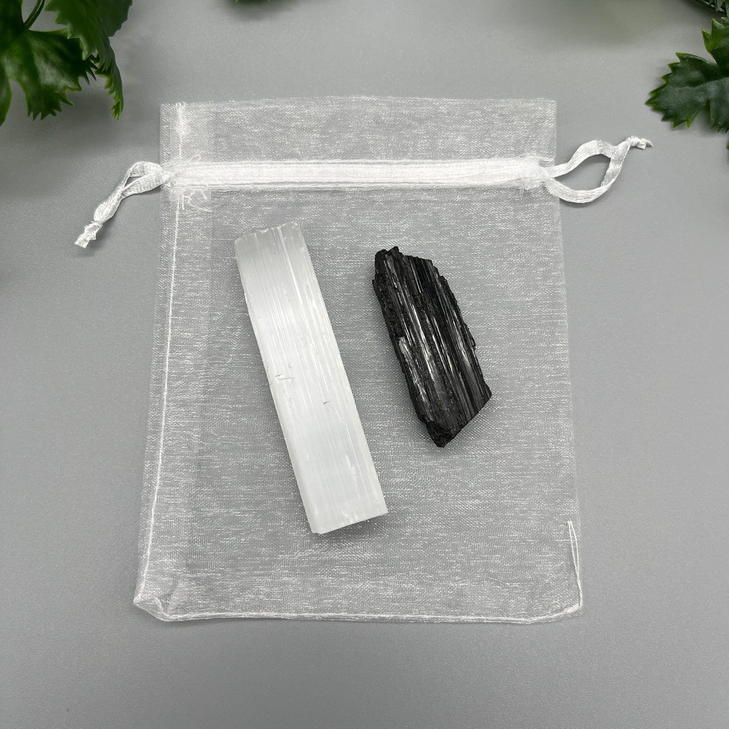 Crystal Protection Kit - (1) Piece of Black Tourmaline & (1) Raw Selenite Stick