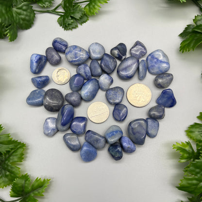 SET OF 6 OR 12 Blue Quartz Tumbled Stones