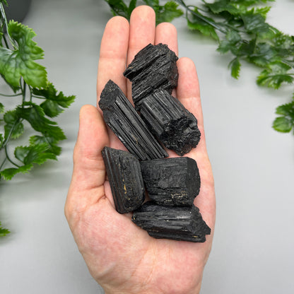 Raw Black Tourmaline: Large 1-8oz Black Tourmaline Chunks, High Grade Shiny Black Tourmaline Logs, Tourmaline Crystal Cluster Stone