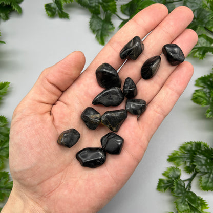 SET OF 6 OR 12 Black Onyx Tumbled Stones