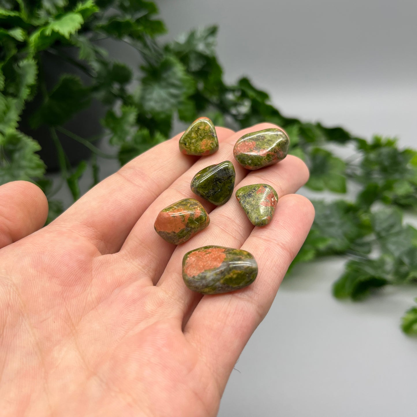 SET OF 6 OR 12 Unakite Tumbled Stones