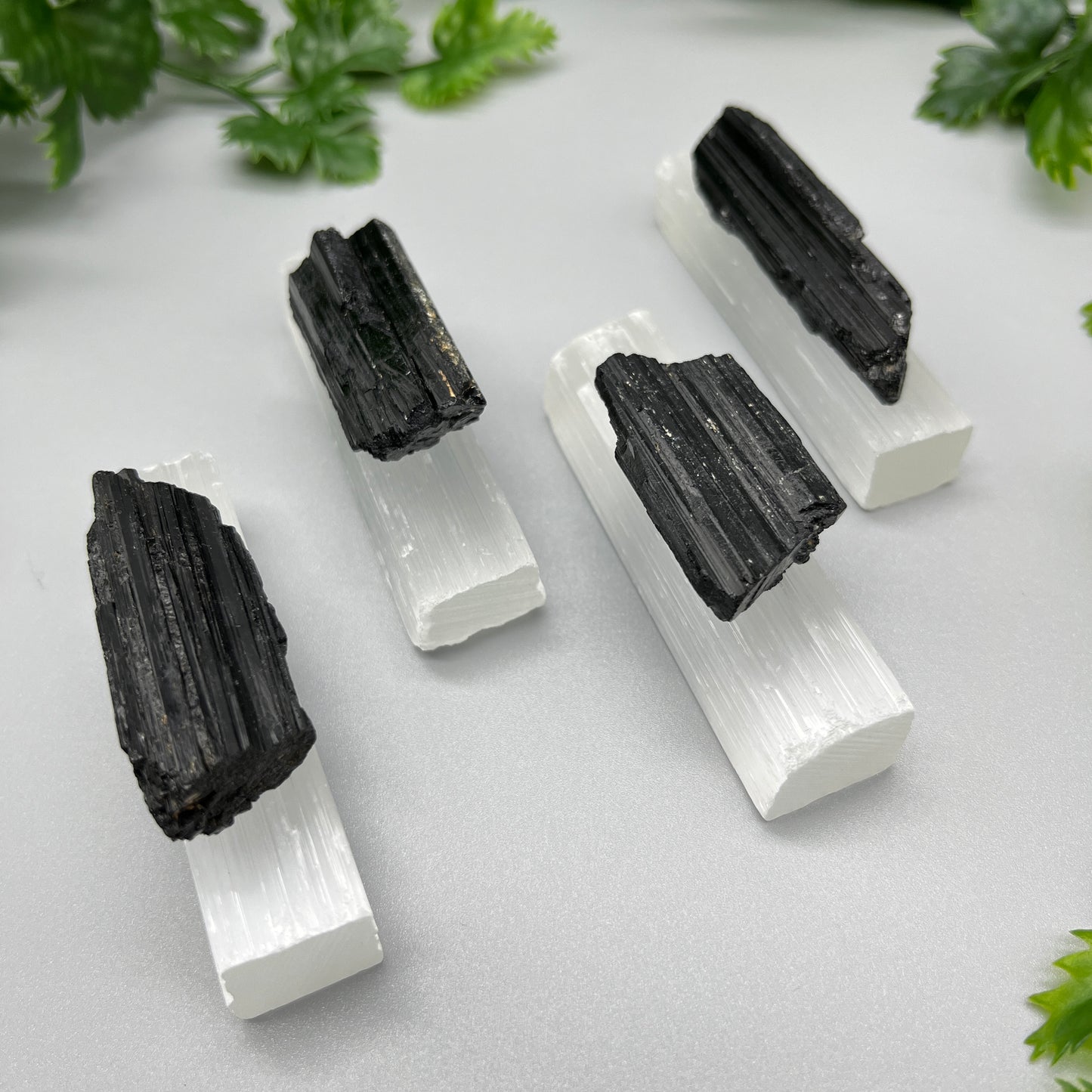 Crystal Protection Kit - (1) Piece of Black Tourmaline & (1) Raw Selenite Stick