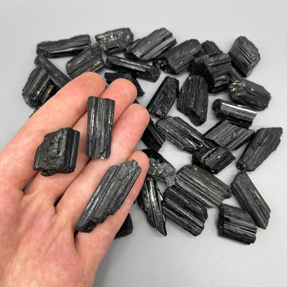 Raw Black Tourmaline: 0-1oz Sizes (Chips - 1.5") - You Pick Size - Grade A Natural Black Tourmaline, Small Black Tourmaline