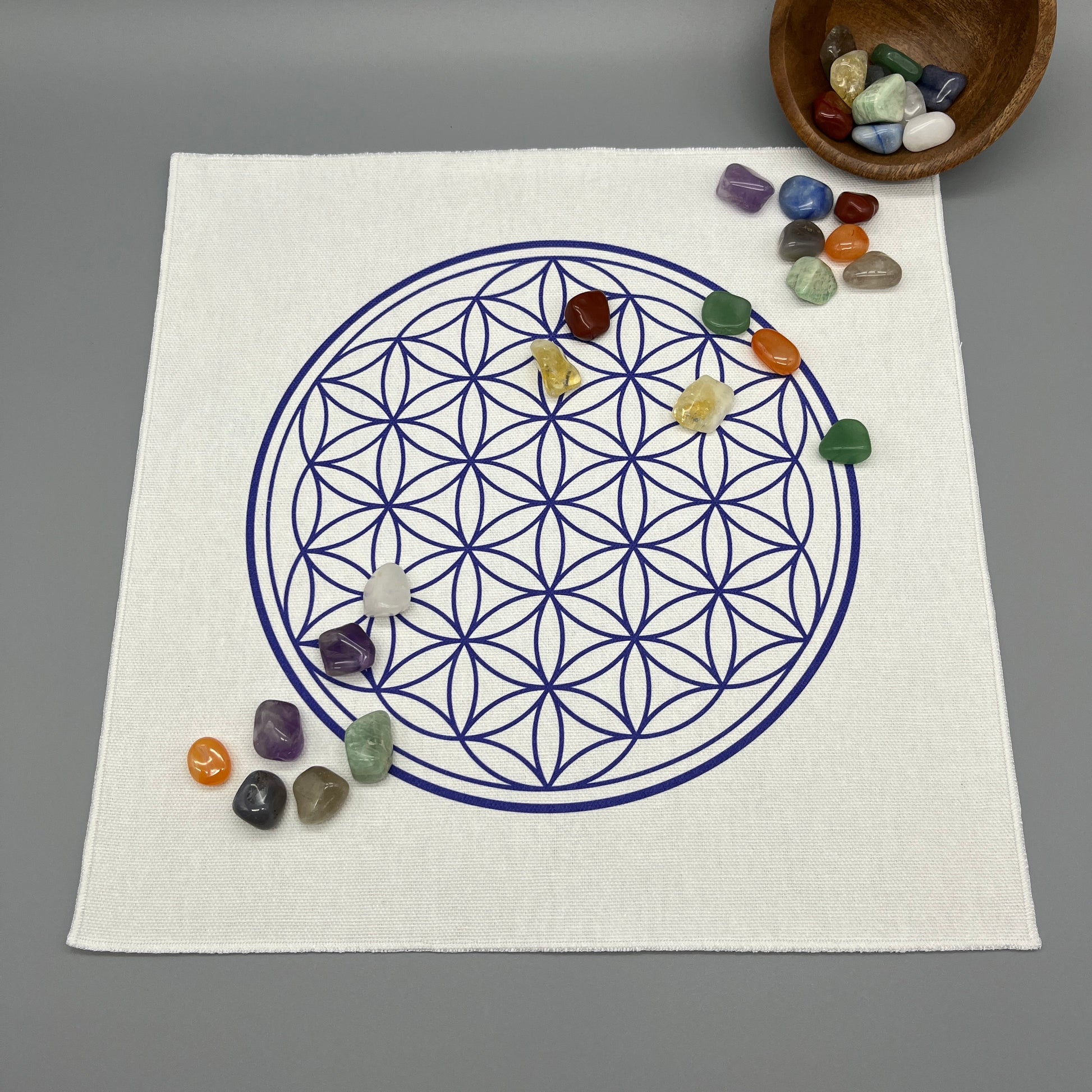 12 Inch Flower of Life Crystal Grid Cloth with Crystals