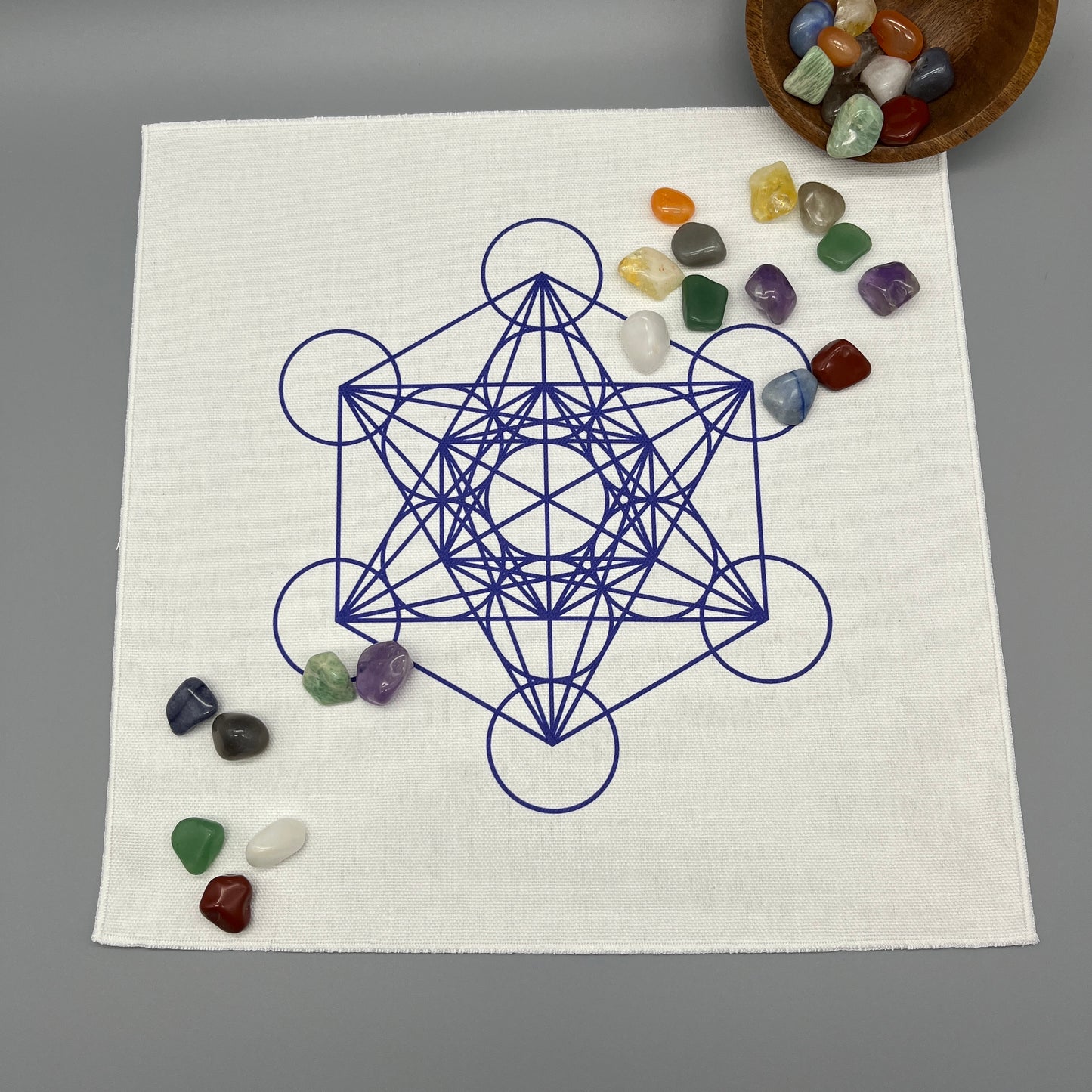 Metatron’s Cube Crystal Grid Cloth | Blue | 12x12" Cotton, Canvas Cloth