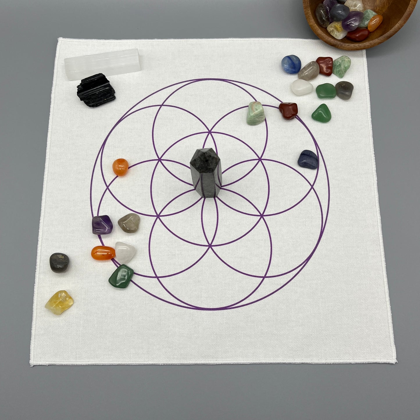 Seed of Life Crystal Grid Cloth | Purple | 12x12" Cotton, Canvas Cloth