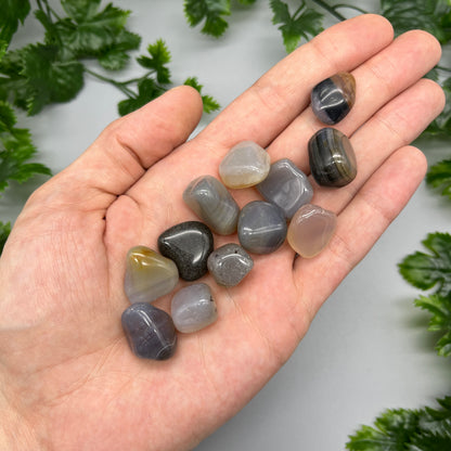 SET OF 6 OR 12 Gray Agate Tumbled Stones