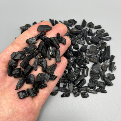 Raw Black Tourmaline: 0-1oz Sizes (Chips - 1.5") - You Pick Size - Grade A Natural Black Tourmaline, Small Black Tourmaline