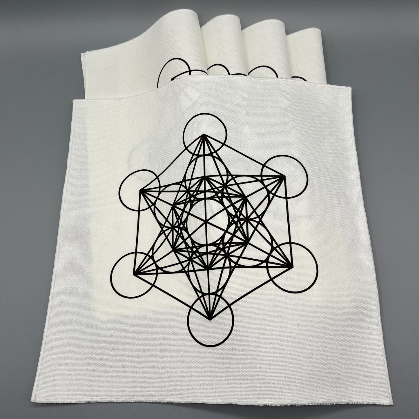 Metatron's Cube Crystal Grid Cloth | Black | 12x12" Cotton, Canvas Cloth