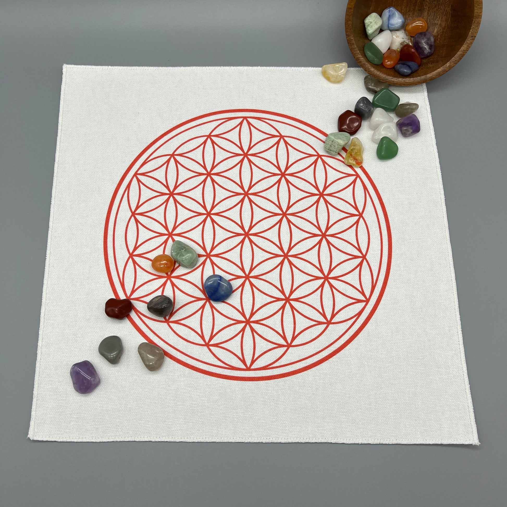 12 Inch Flower of Life Crystal Grid Cloth with Crystals