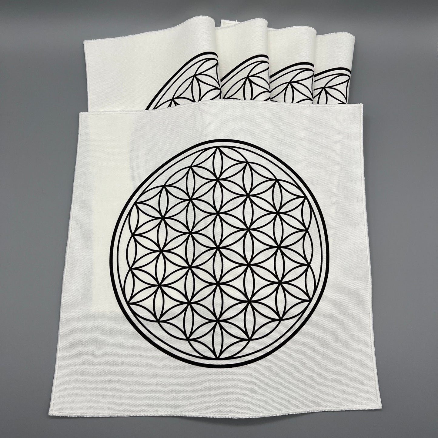 12 Inch Flower of Life Crystal Grid Cloth with Other Cloths Beneath